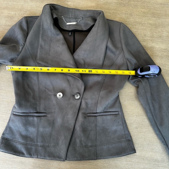 White House black market sueded Gray Double-Breasted Jacket 4 EUC - Picture 5 of 7
